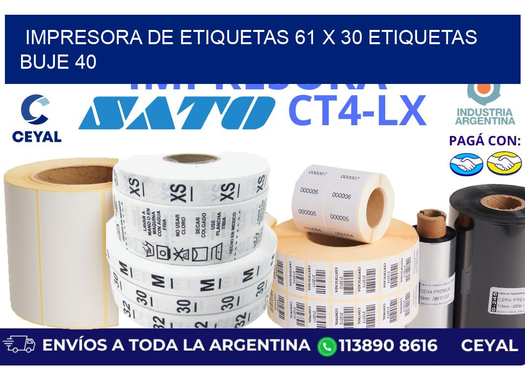 impresora de etiquetas 61 x 30 etiquetas buje 40