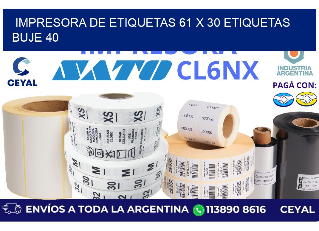 impresora de etiquetas 61 x 30 etiquetas buje 40