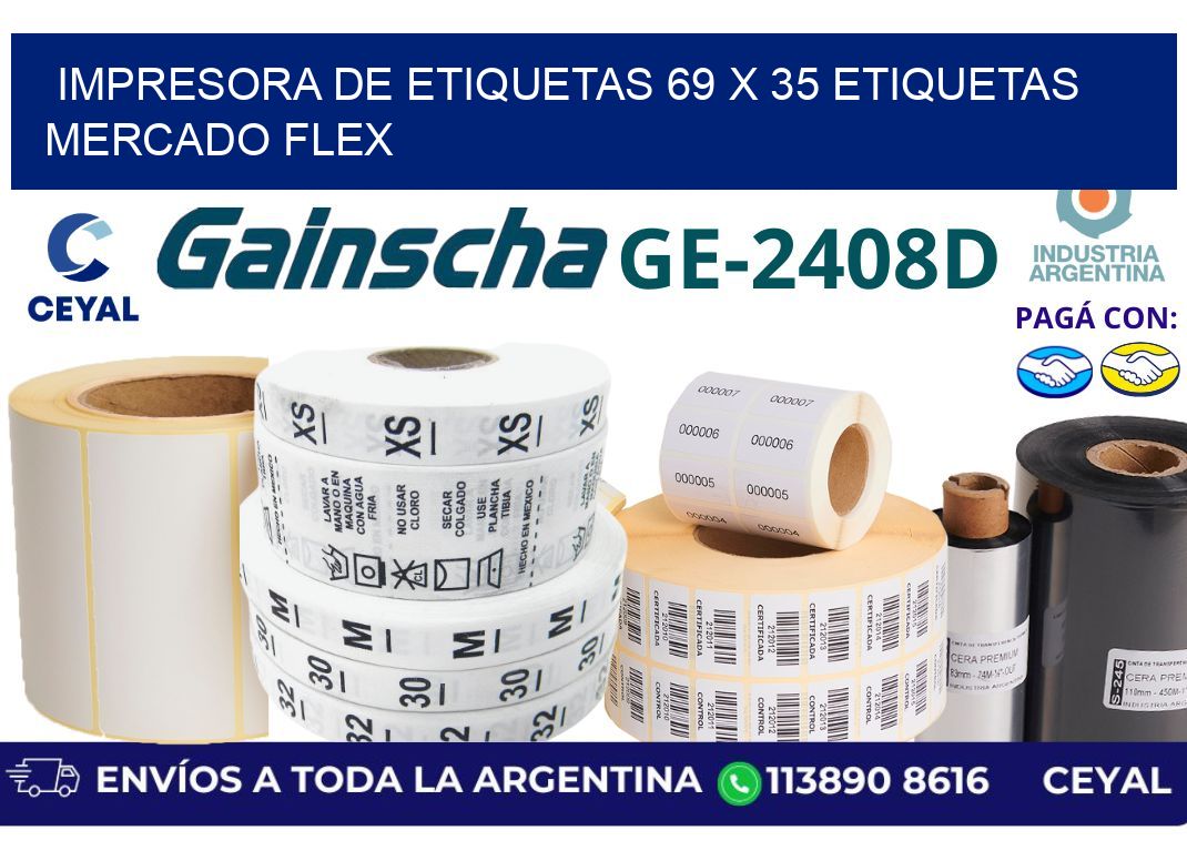 impresora de etiquetas 69 x 35 etiquetas mercado flex