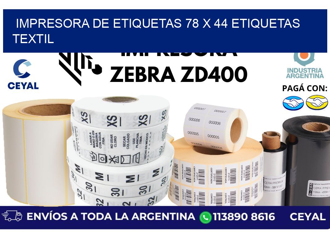 impresora de etiquetas 78 x 44 etiquetas textil