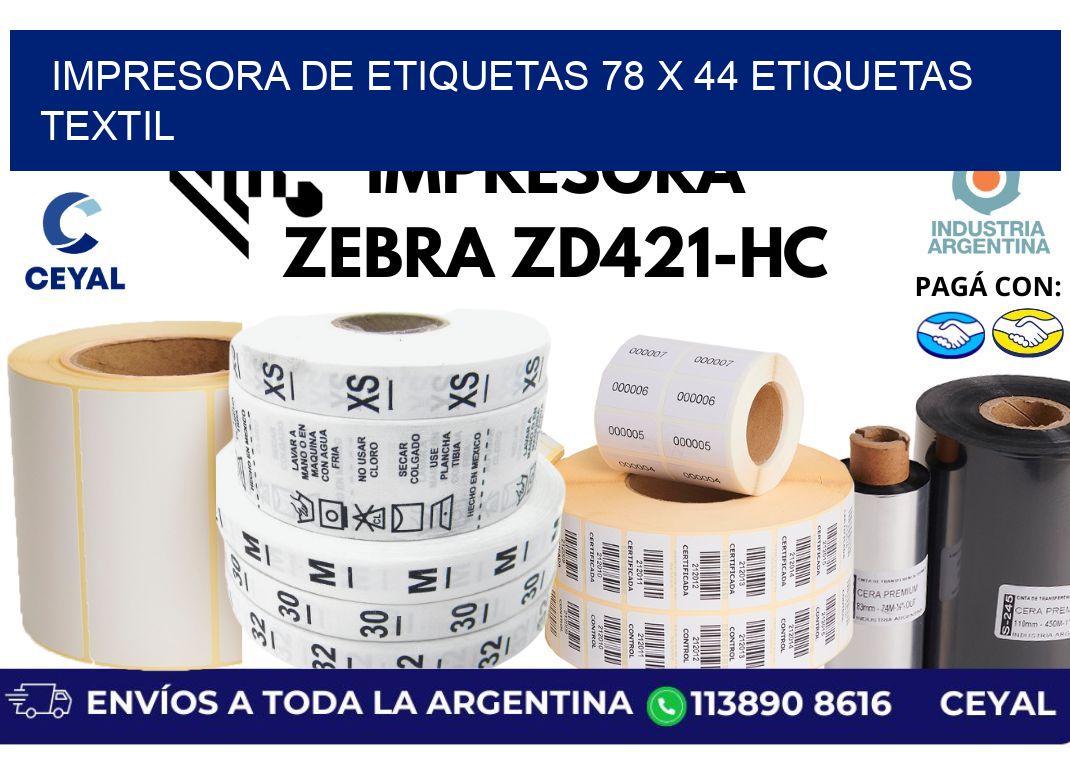 impresora de etiquetas 78 x 44 etiquetas textil