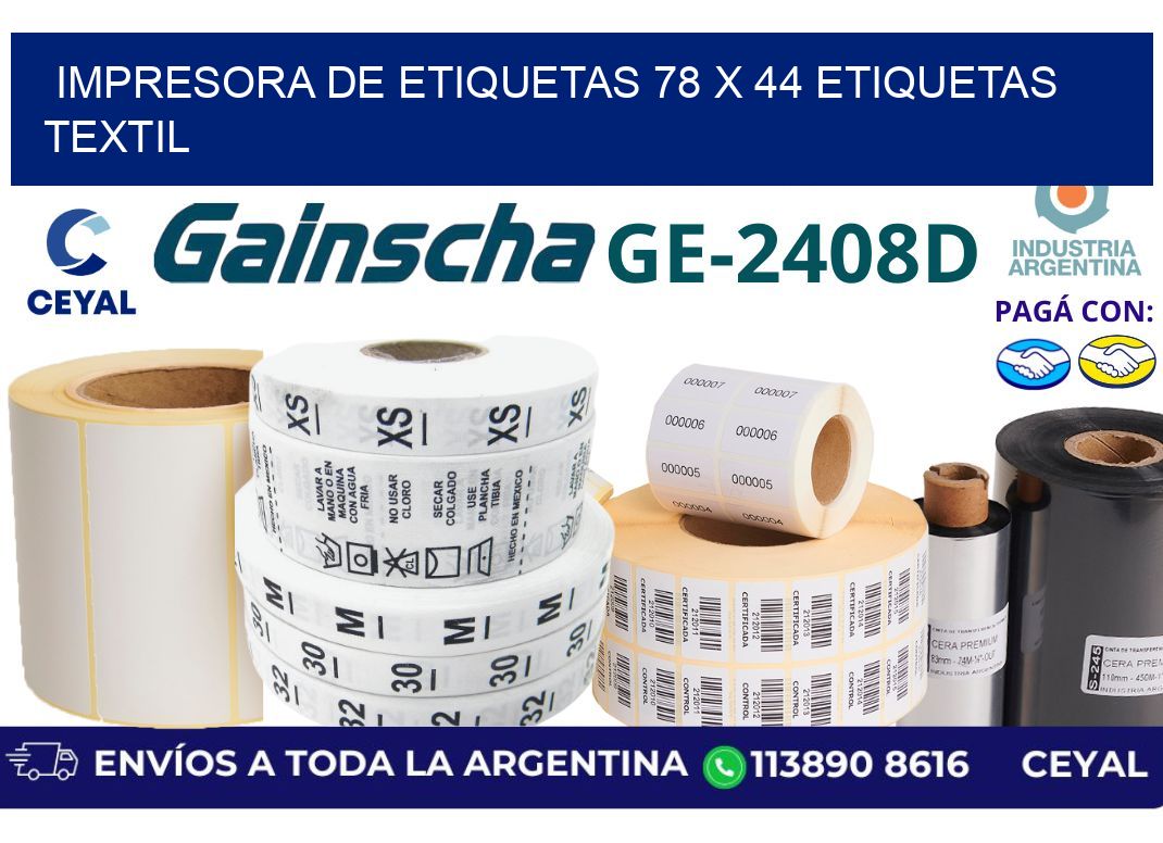 impresora de etiquetas 78 x 44 etiquetas textil