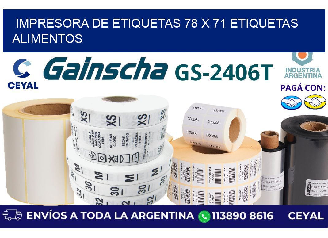 impresora de etiquetas 78 x 71 etiquetas alimentos