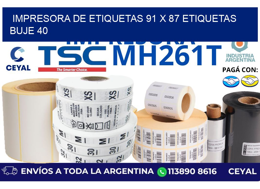 impresora de etiquetas 91 x 87 etiquetas buje 40