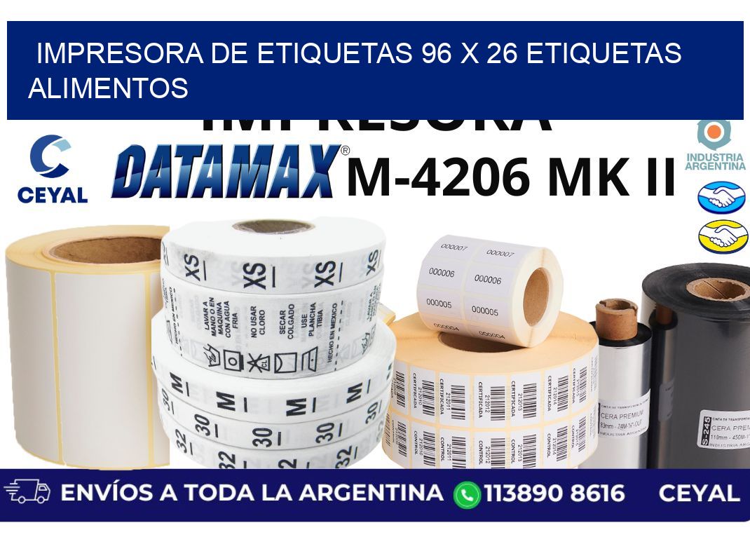 impresora de etiquetas 96 x 26 etiquetas alimentos