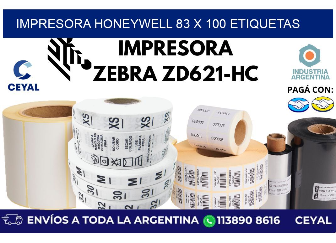 impresora honeywell 83 x 100 etiquetas