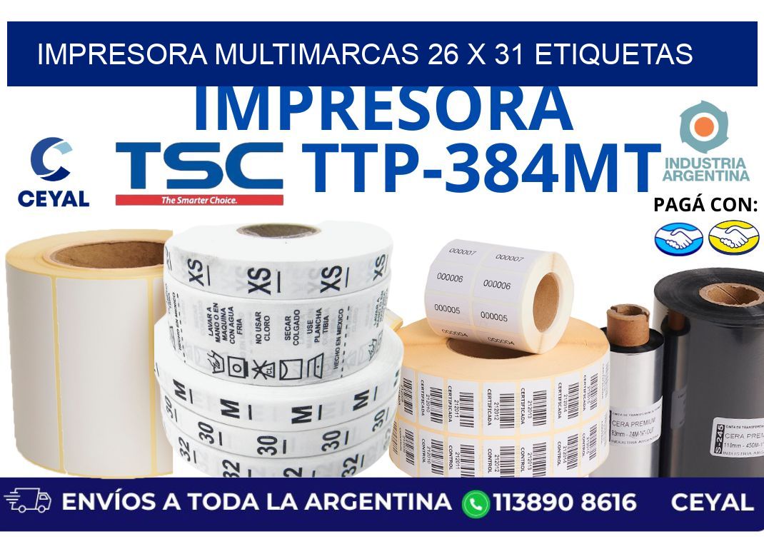 impresora multimarcas 26 x 31 etiquetas