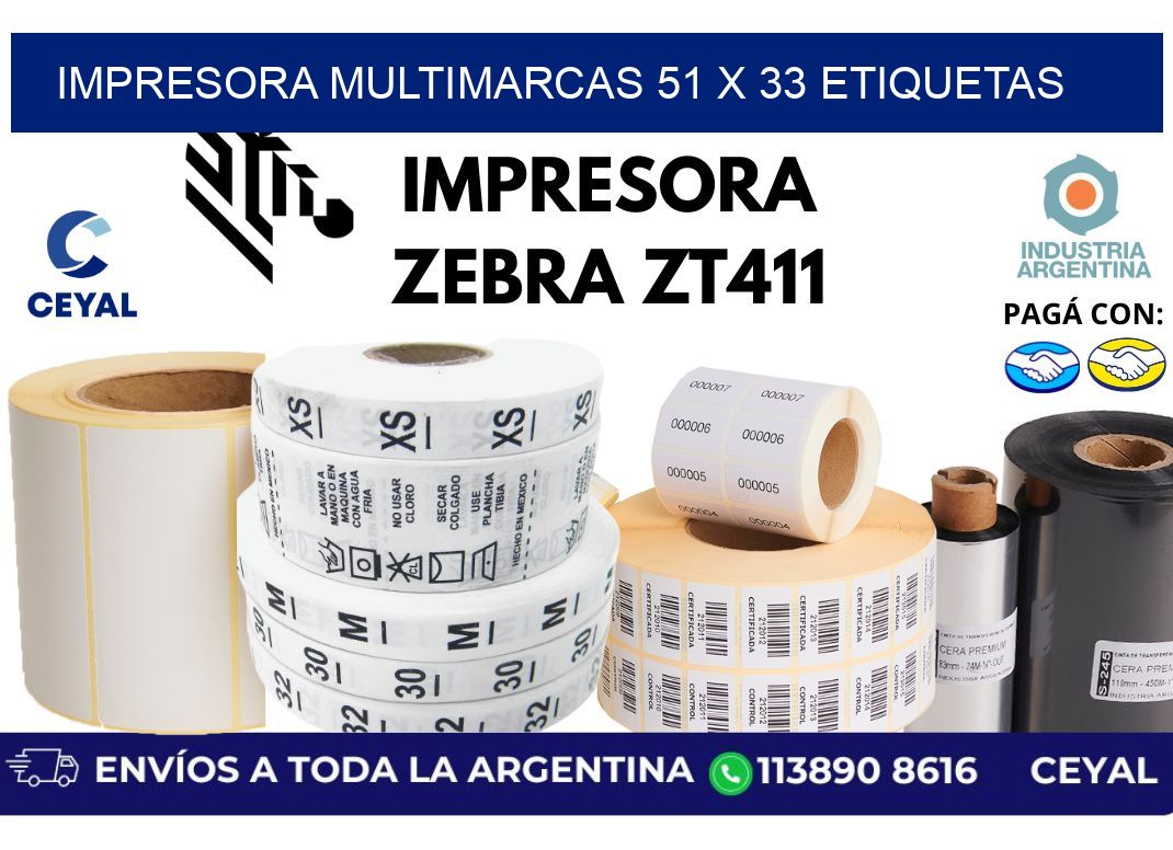 impresora multimarcas 51 x 33 etiquetas