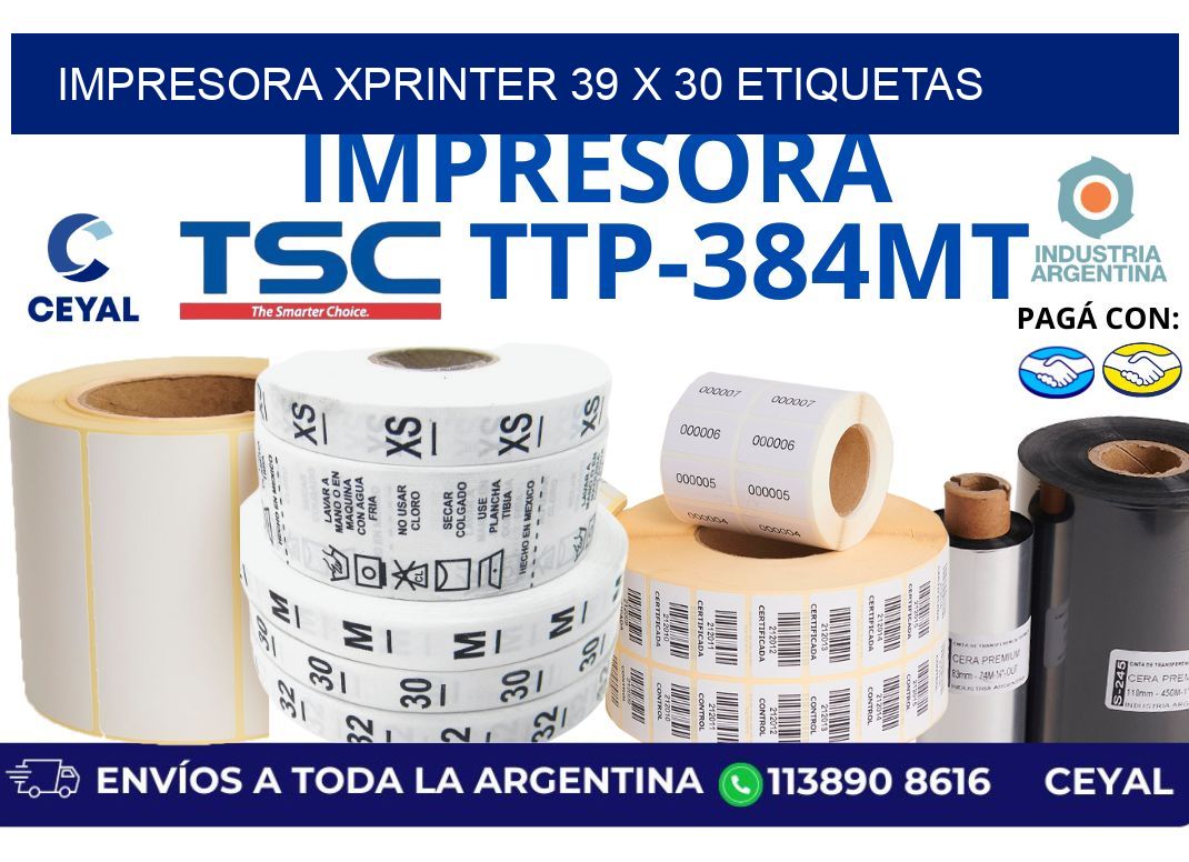 impresora xprinter 39 x 30 etiquetas