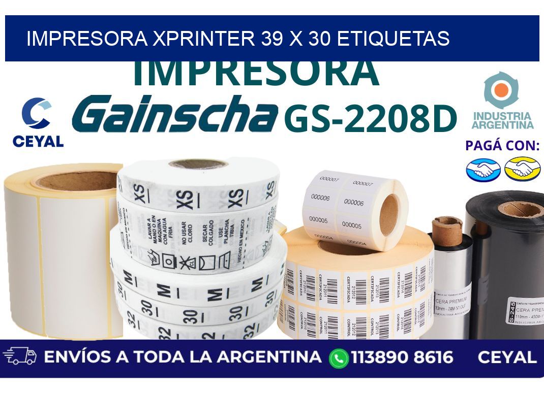 impresora xprinter 39 x 30 etiquetas
