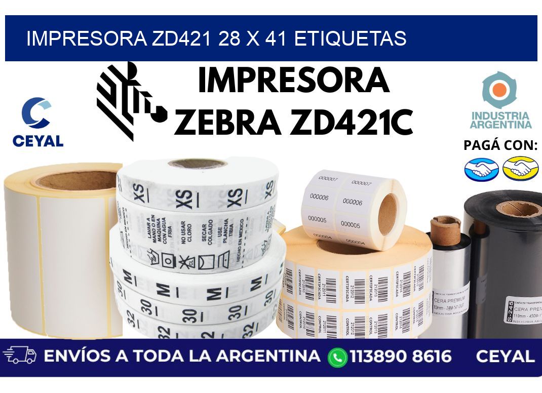 impresora zd421 28 x 41 etiquetas