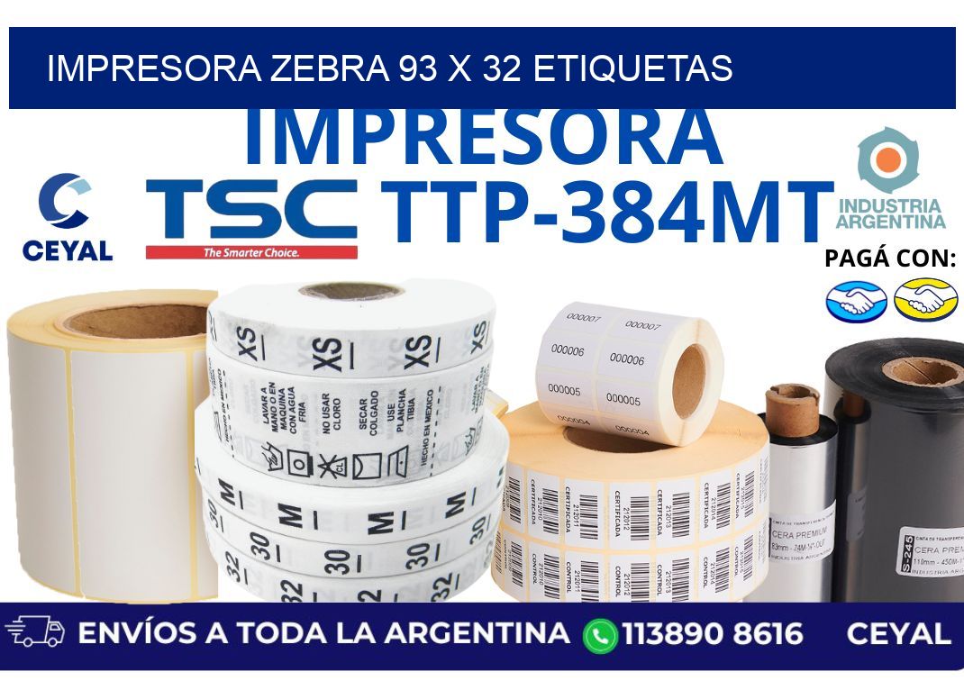 impresora zebra 93 x 32 etiquetas