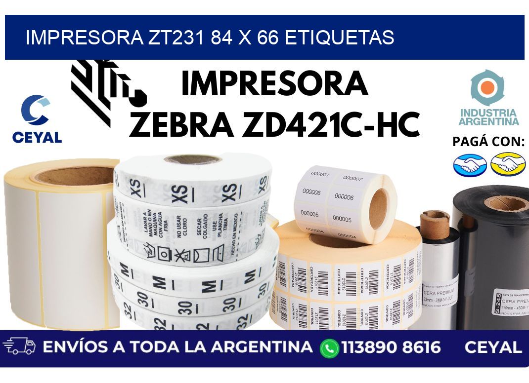impresora zt231 84 x 66 etiquetas