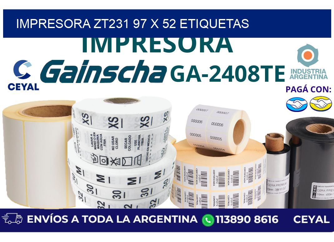 impresora zt231 97 x 52 etiquetas