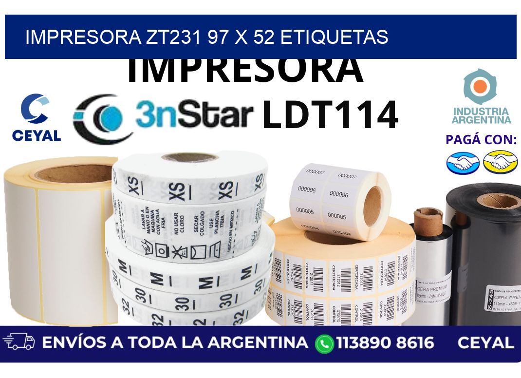 impresora zt231 97 x 52 etiquetas