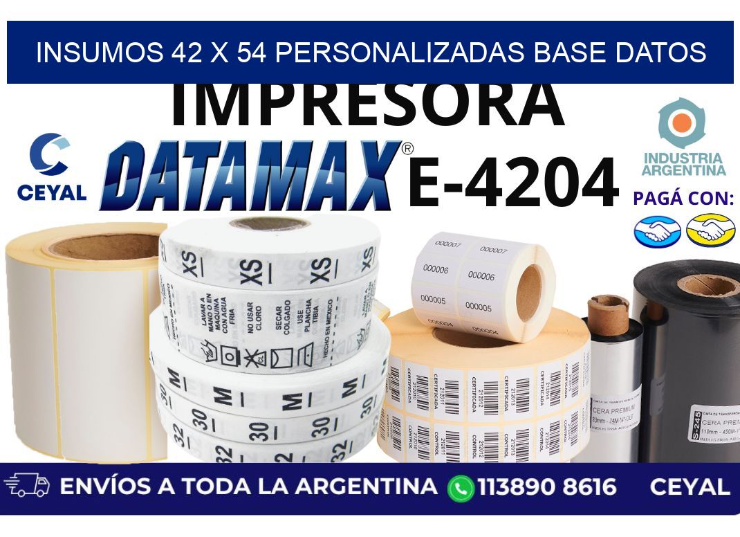 insumos 42 x 54 personalizadas base datos