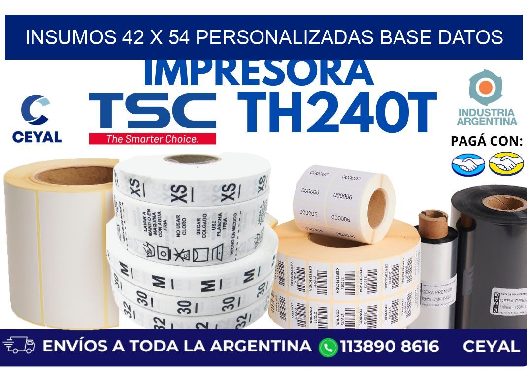 insumos 42 x 54 personalizadas base datos