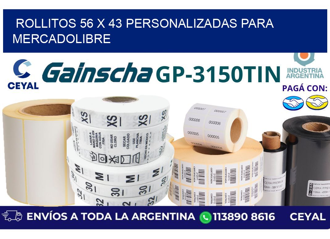 rollitos 56 x 43 personalizadas para mercadolibre