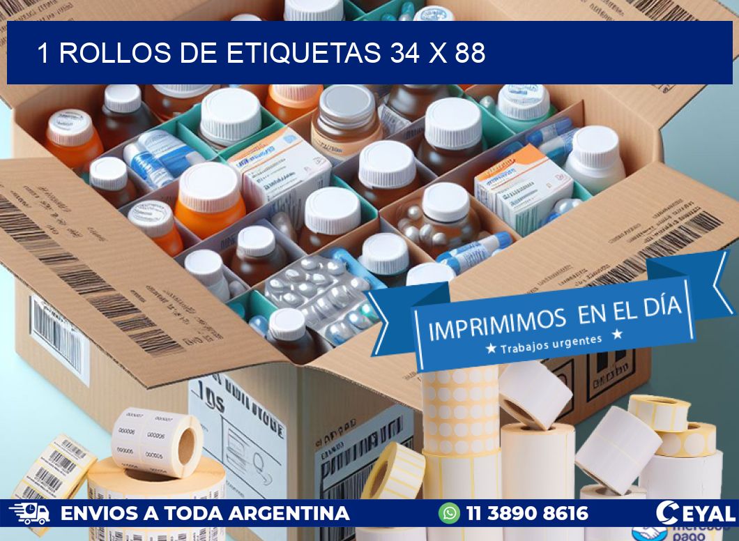 1 ROLLOS DE ETIQUETAS 34 x 88