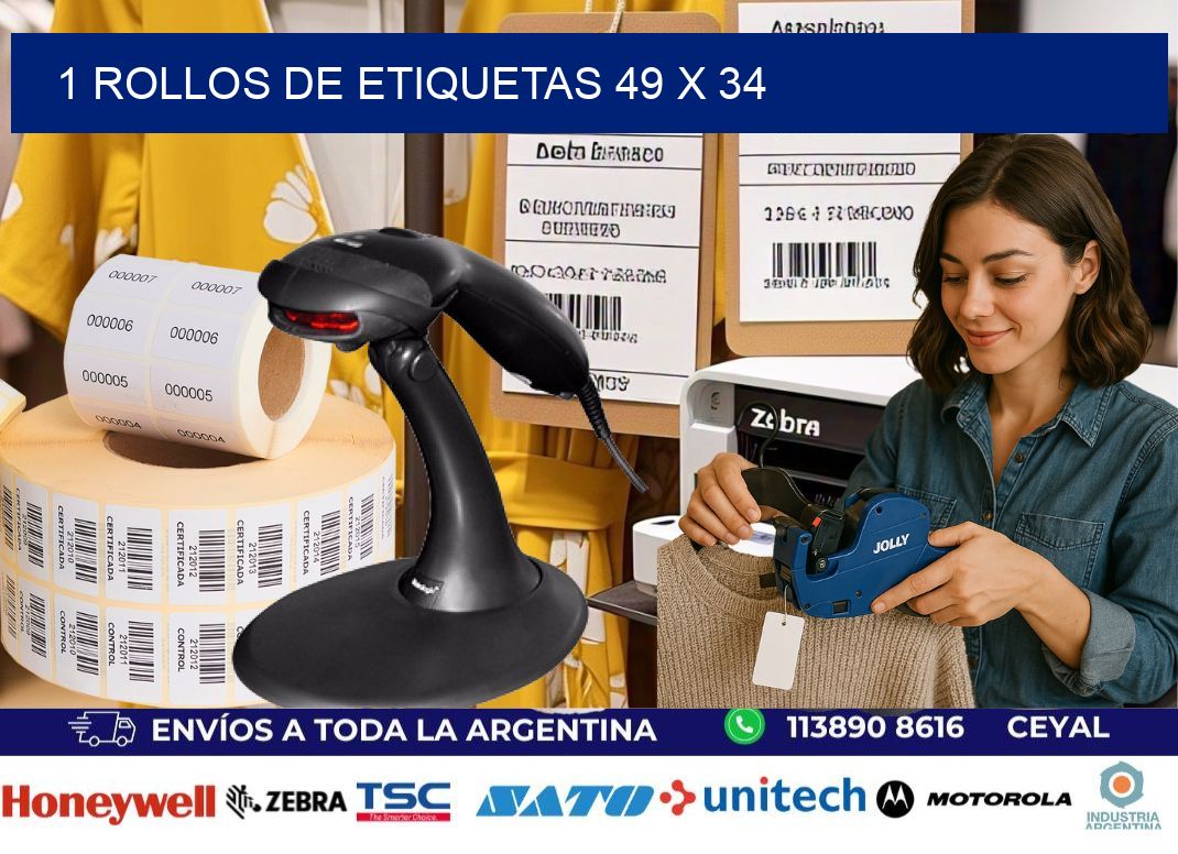 1 ROLLOS DE ETIQUETAS 49 x 34