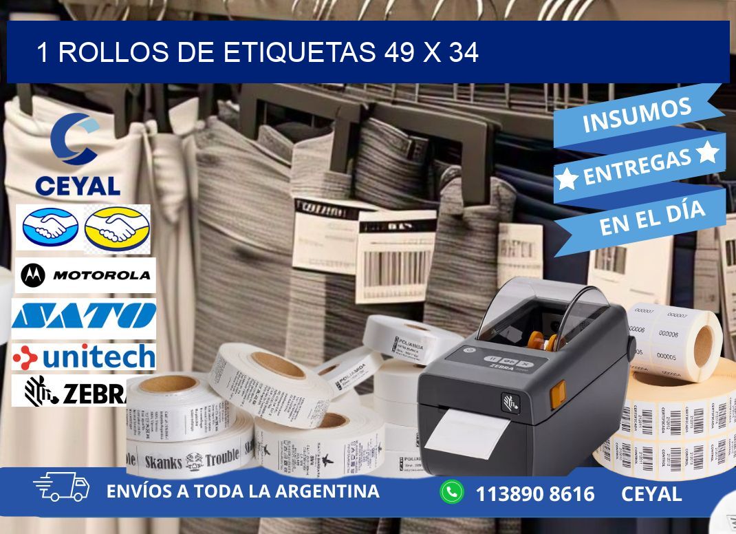 1 ROLLOS DE ETIQUETAS 49 x 34