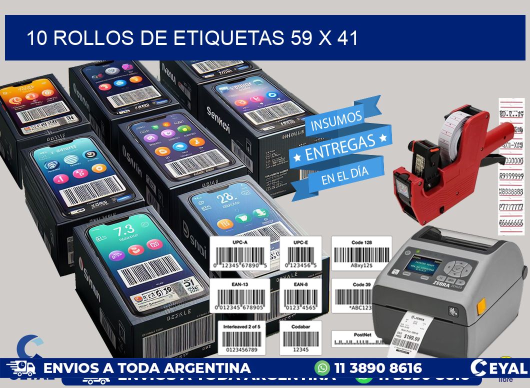 10 ROLLOS DE ETIQUETAS 59 x 41