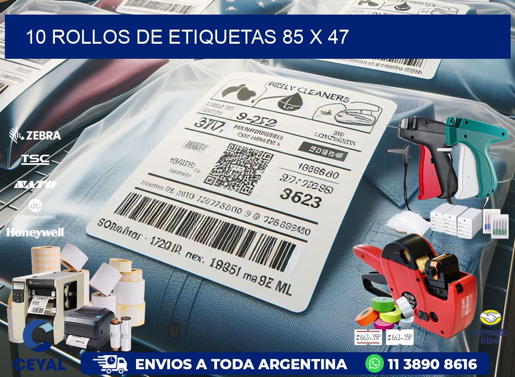 10 ROLLOS DE ETIQUETAS 85 x 47
