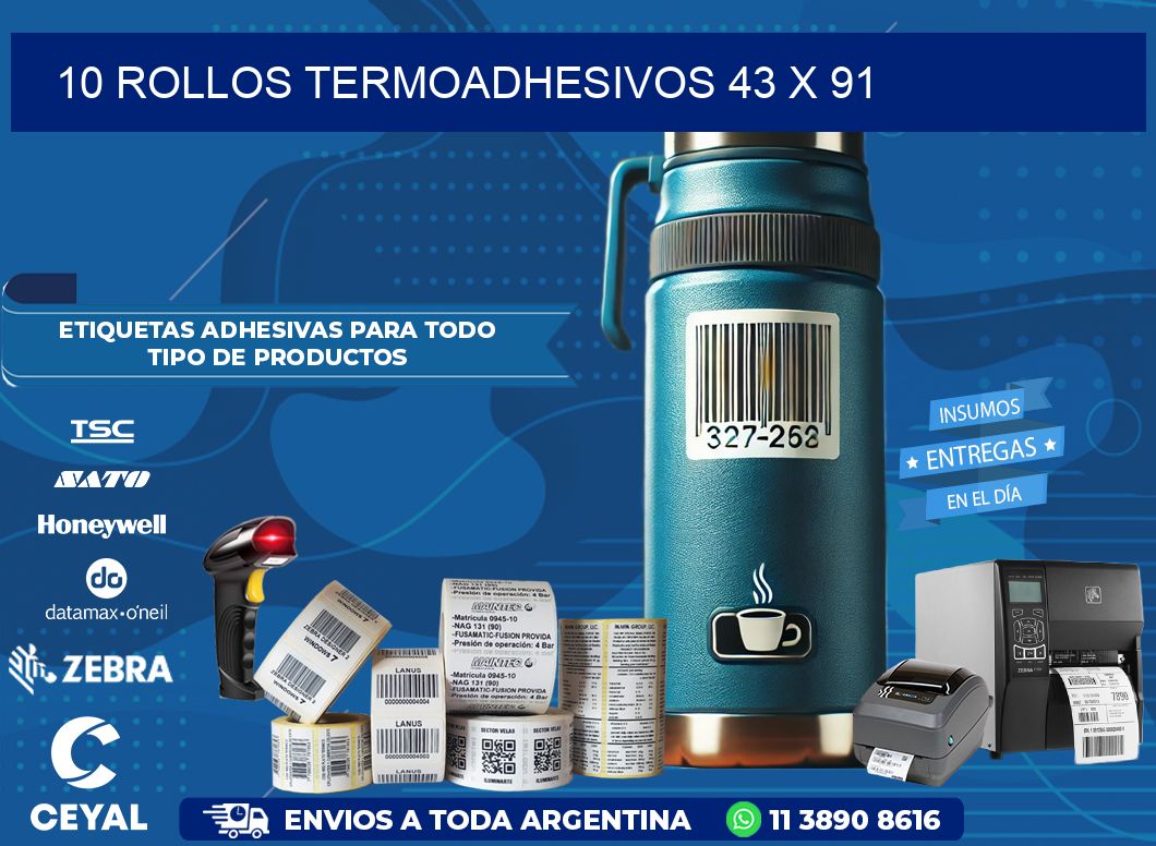 10 ROLLOS TERMOADHESIVOS 43 x 91