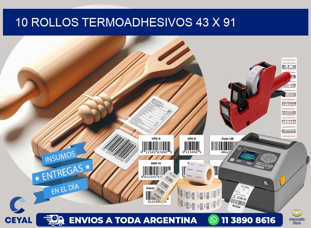 10 ROLLOS TERMOADHESIVOS 43 x 91