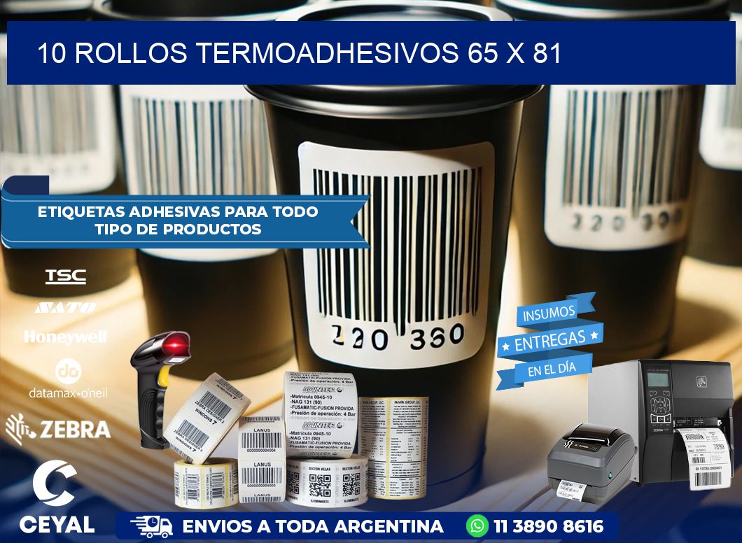10 ROLLOS TERMOADHESIVOS 65 x 81