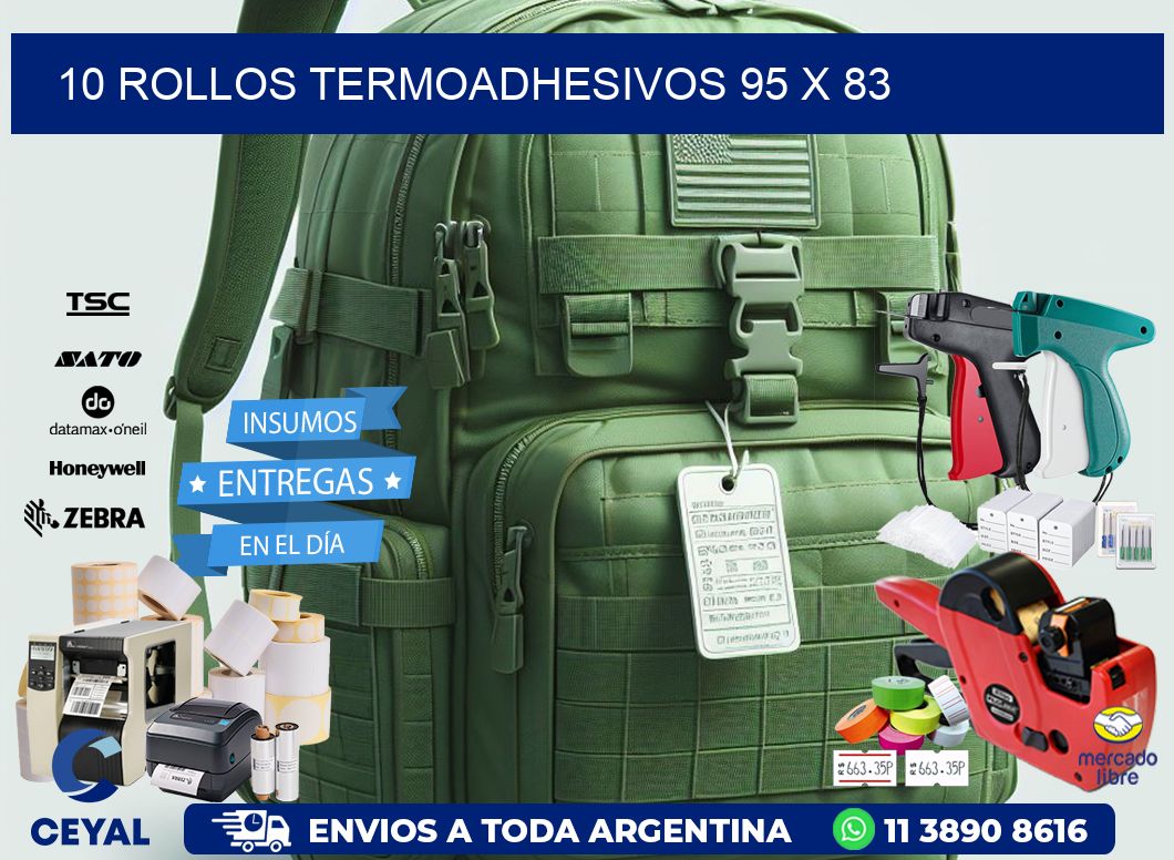 10 ROLLOS TERMOADHESIVOS 95 x 83
