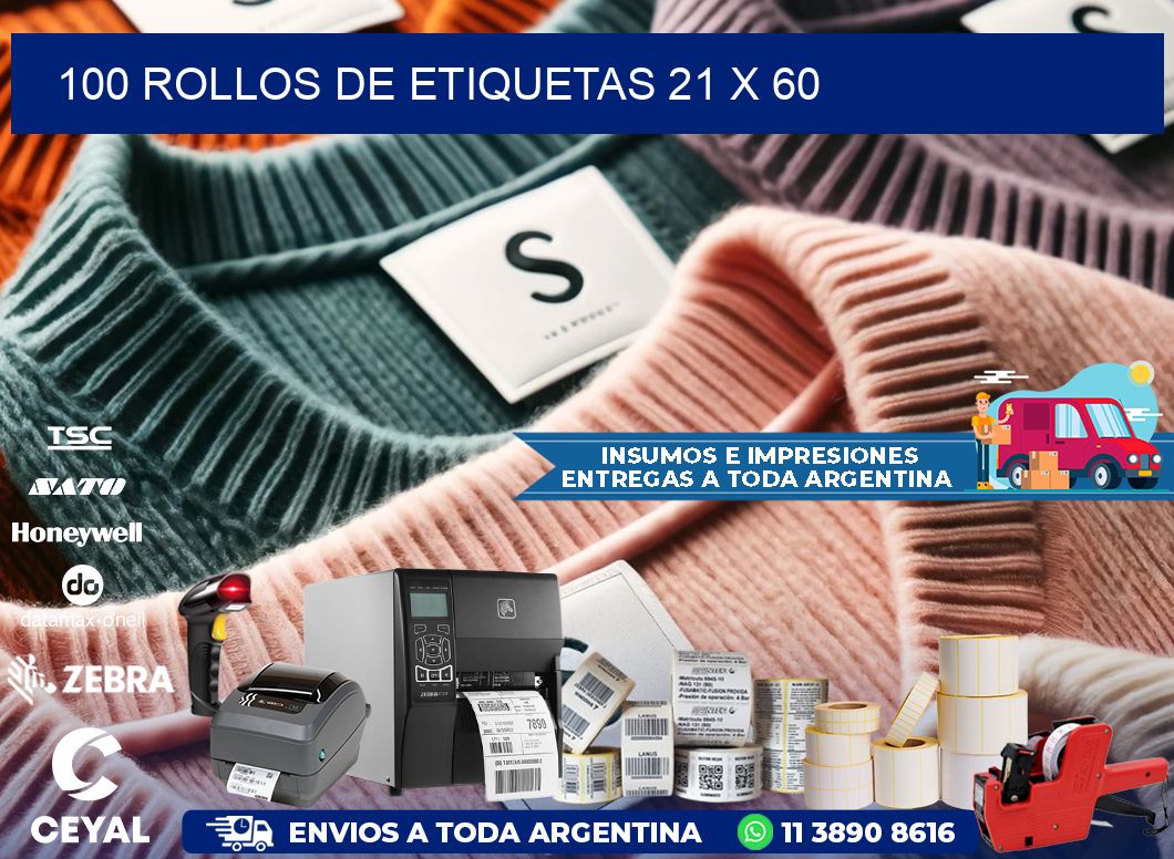 100 ROLLOS DE ETIQUETAS 21 x 60