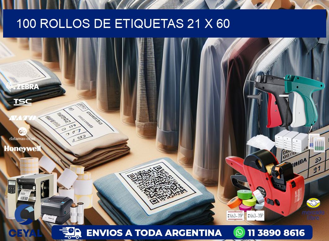 100 ROLLOS DE ETIQUETAS 21 x 60