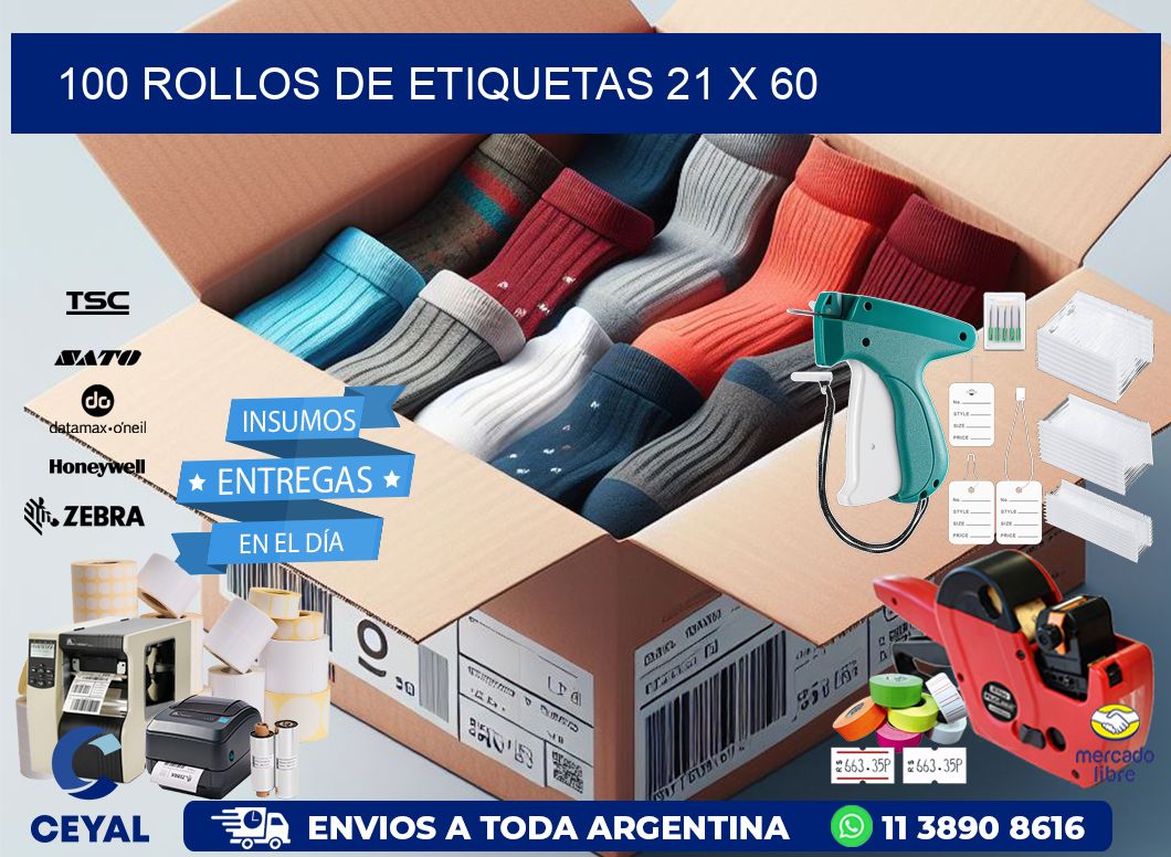 100 ROLLOS DE ETIQUETAS 21 x 60