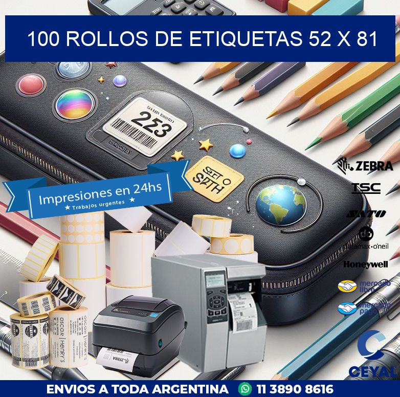 100 ROLLOS DE ETIQUETAS 52 x 81