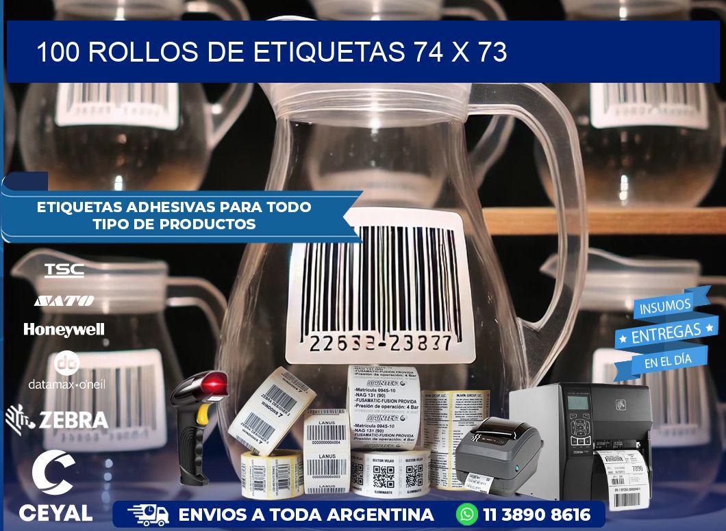 100 ROLLOS DE ETIQUETAS 74 x 73