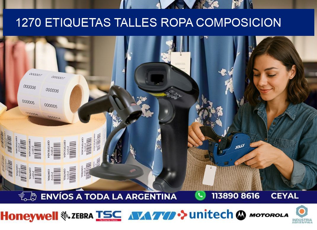 1270 ETIQUETAS TALLES ROPA COMPOSICION
