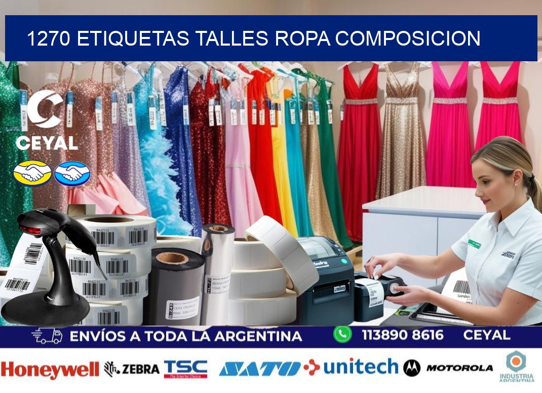 1270 ETIQUETAS TALLES ROPA COMPOSICION
