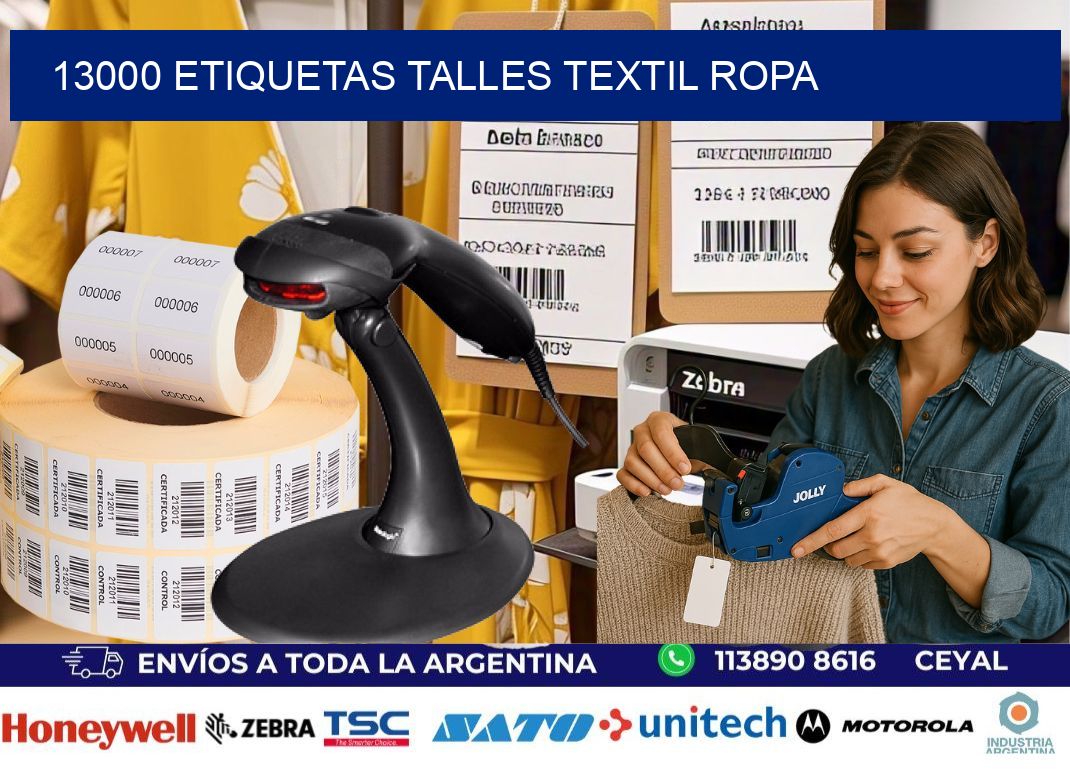 13000 ETIQUETAS TALLES TEXTIL ROPA