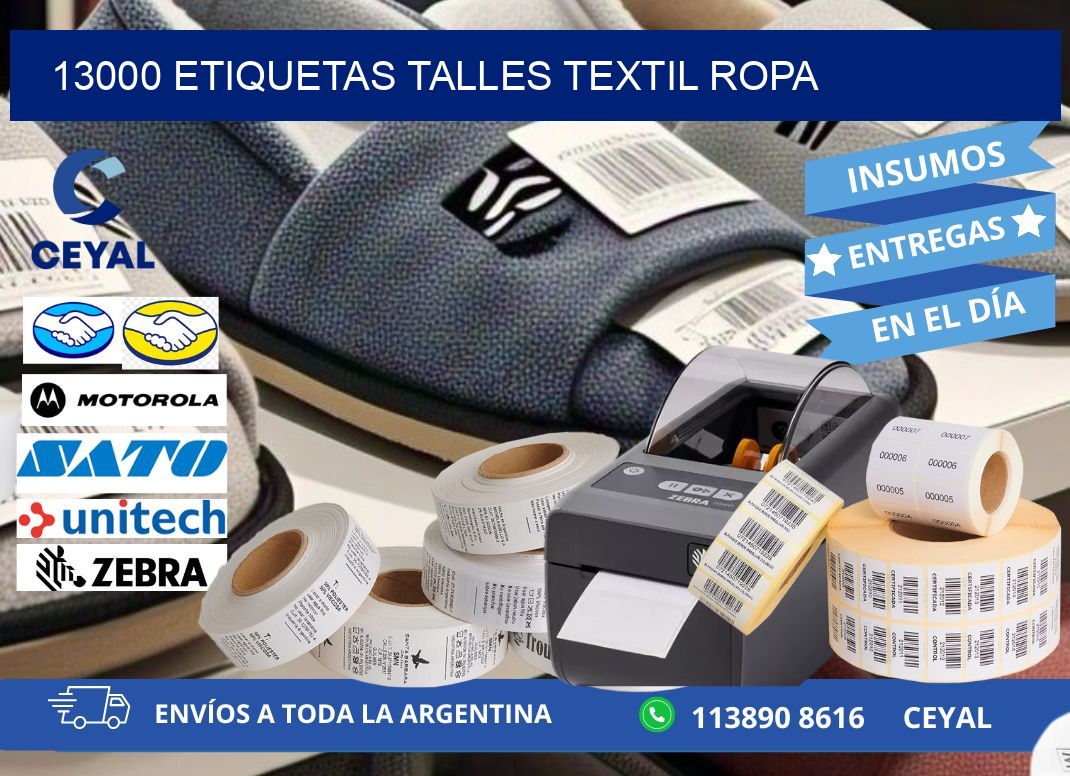 13000 ETIQUETAS TALLES TEXTIL ROPA