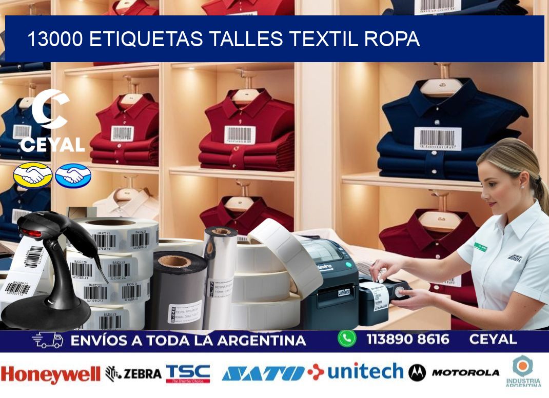 13000 ETIQUETAS TALLES TEXTIL ROPA