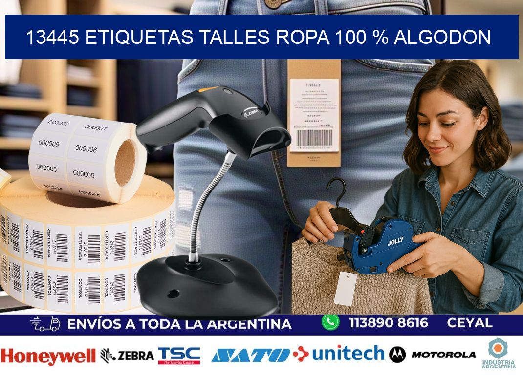 13445 ETIQUETAS TALLES ROPA 100 % ALGODON