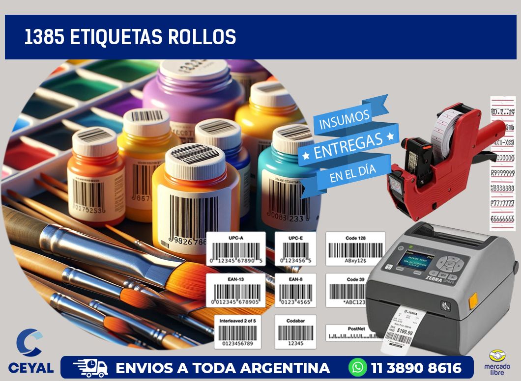 1385 etiquetas rollos