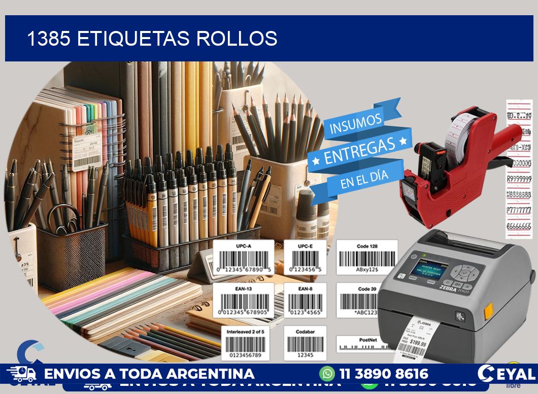 1385 etiquetas rollos