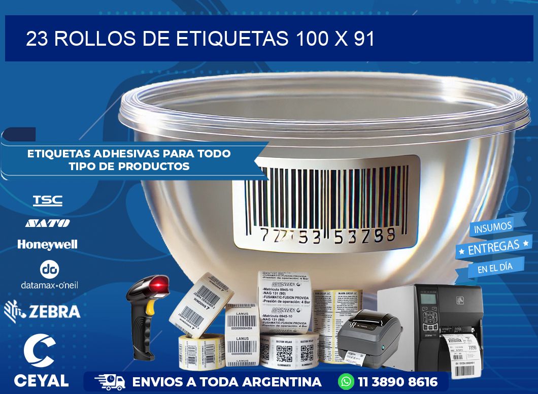 23 ROLLOS DE ETIQUETAS 100 x 91