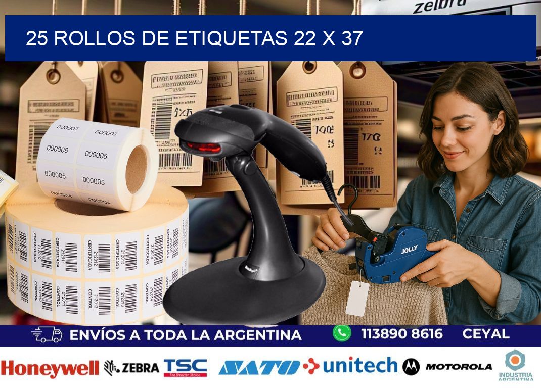25 ROLLOS DE ETIQUETAS 22 x 37