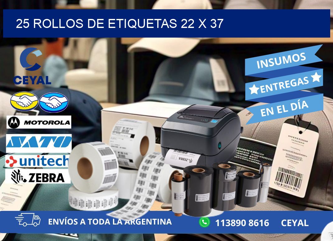 25 ROLLOS DE ETIQUETAS 22 x 37