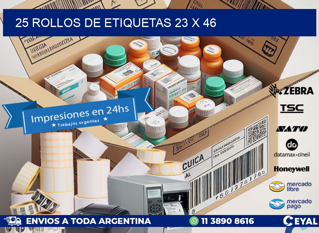 25 ROLLOS DE ETIQUETAS 23 x 46