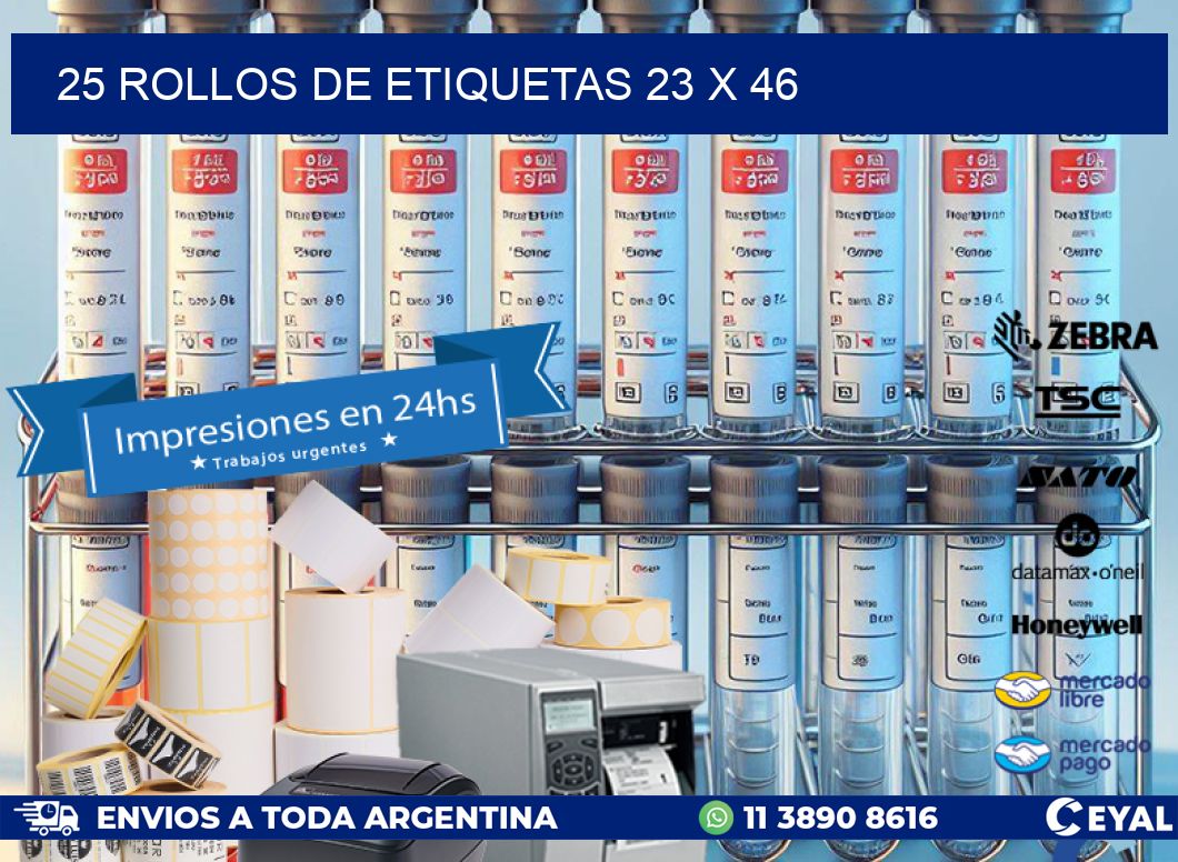 25 ROLLOS DE ETIQUETAS 23 x 46