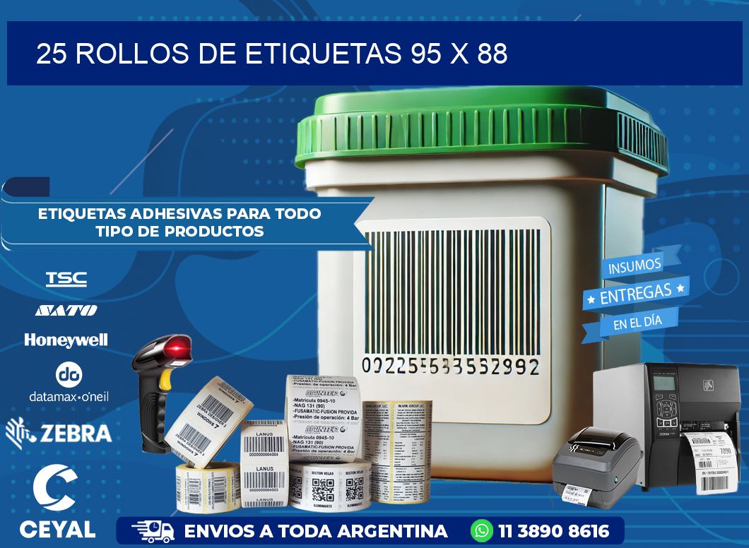 25 ROLLOS DE ETIQUETAS 95 x 88